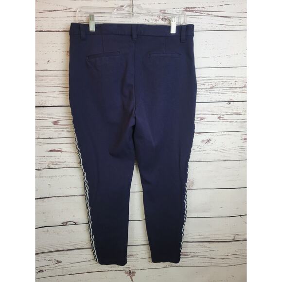 Kut From The Kloth Navy Blue Sawyer Side Striped Cropped Pants Women's Size 8 - Picture 8 of 11